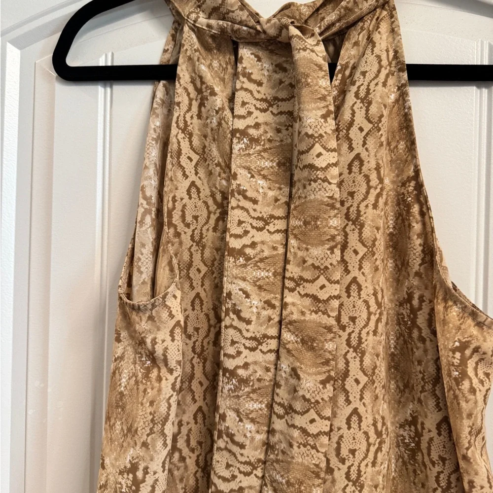 Goldray Halter Top Snakeskin Print Tie Back Tan Womens Size XLARGE Swing - Picture 7 of 9